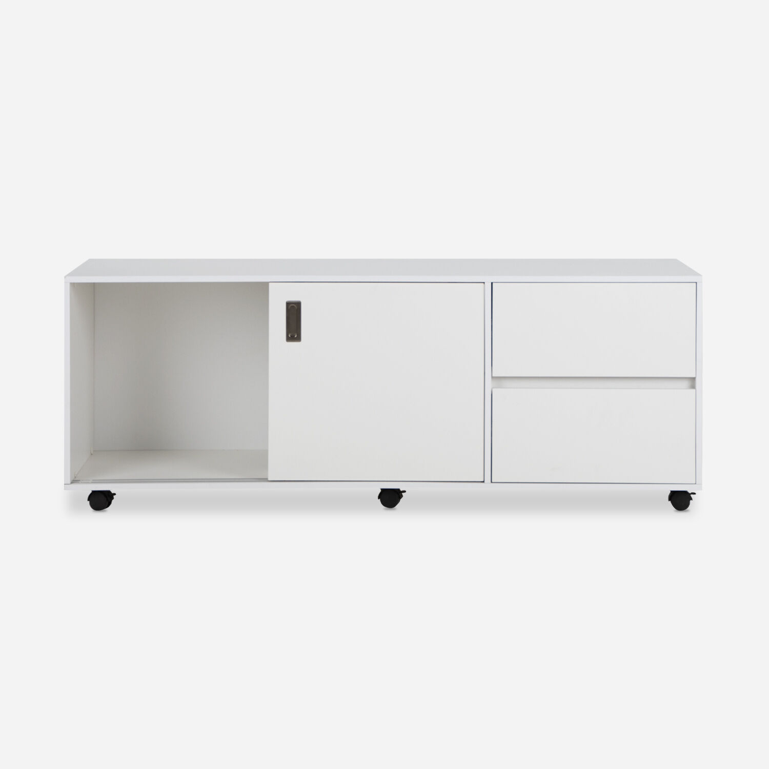 Rack Tv 70" Nash Con Ruedas 2 Puertas 2 Cajones Blanco