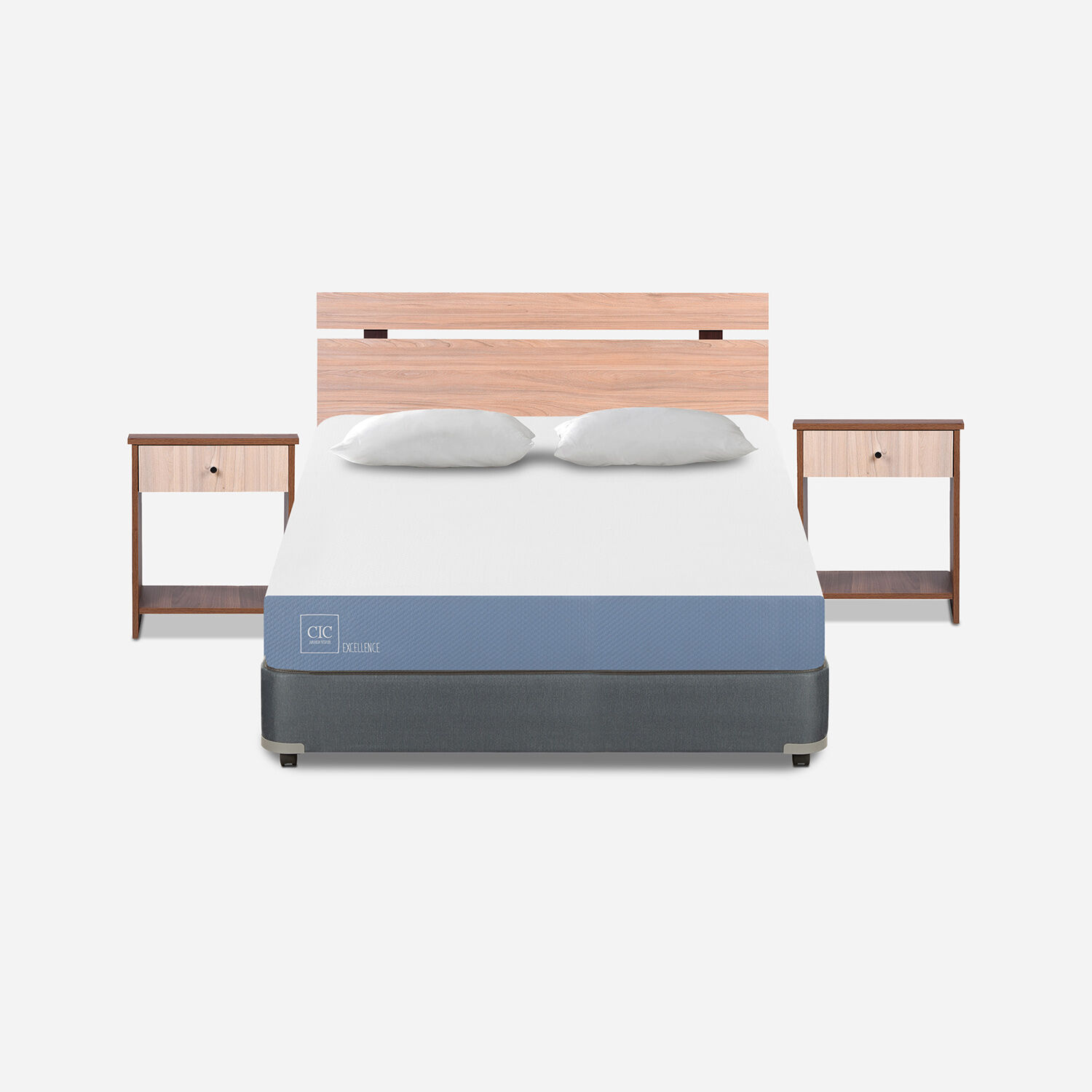 Cama Americana Full Excellence + Set Olmo + Almohadas
