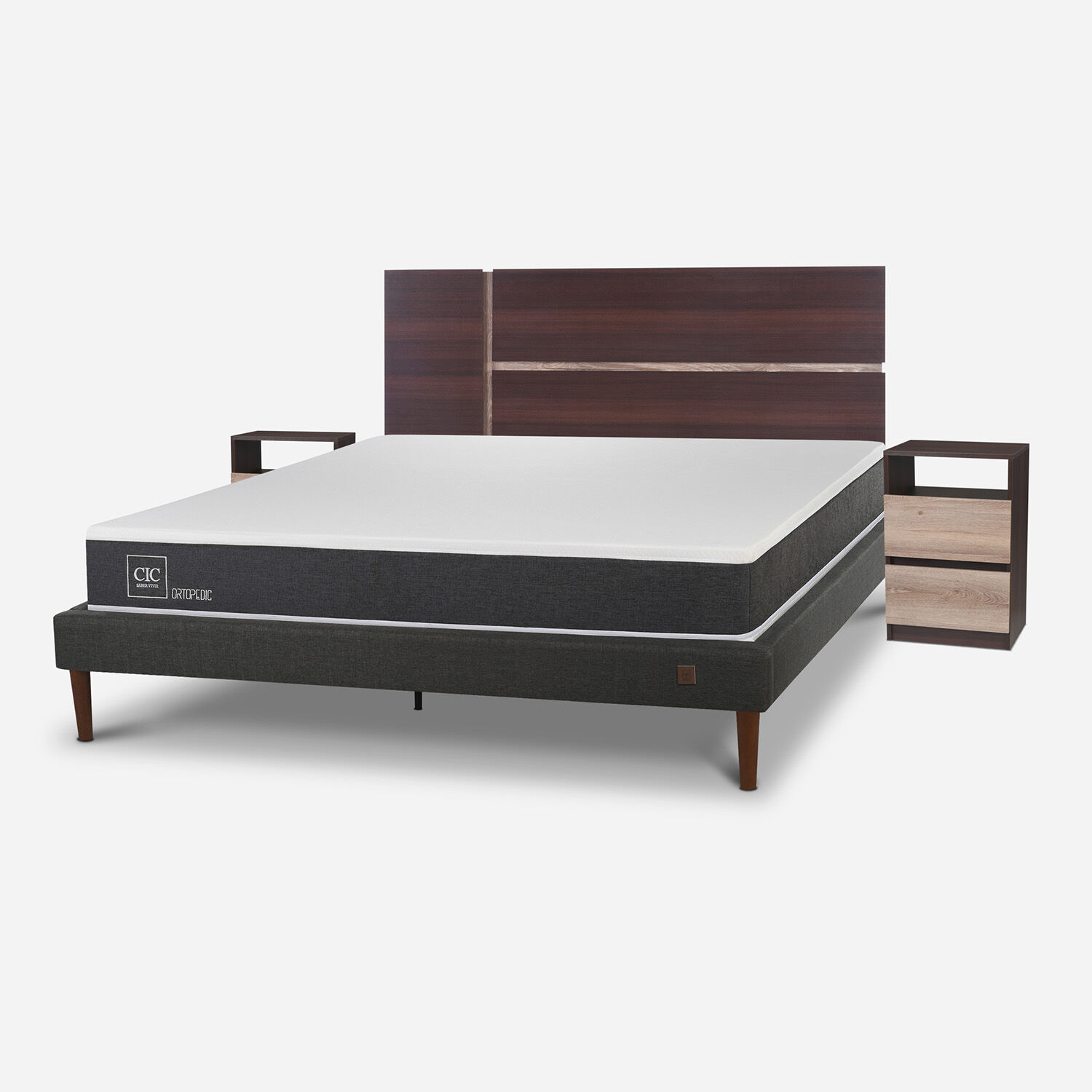Cama Europea Curve 2 Plazas Ortopedic + Set Enio