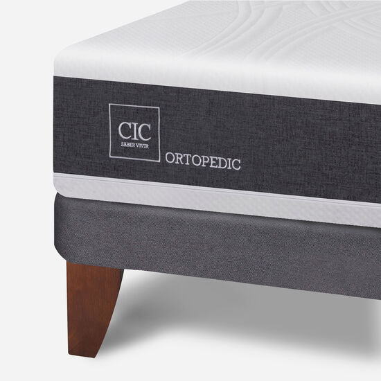Cama Europea 2 Plazas Ortopedic Base Normal + Set Tigris