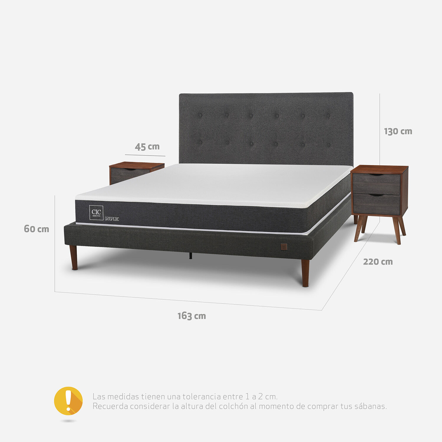 Cama Europea Curve 2 Plazas Ortopedic + Set &Eacute;ufrates