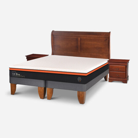Cama Europea 2 Plazas Bee Comfort Base Dividida + Set Miro