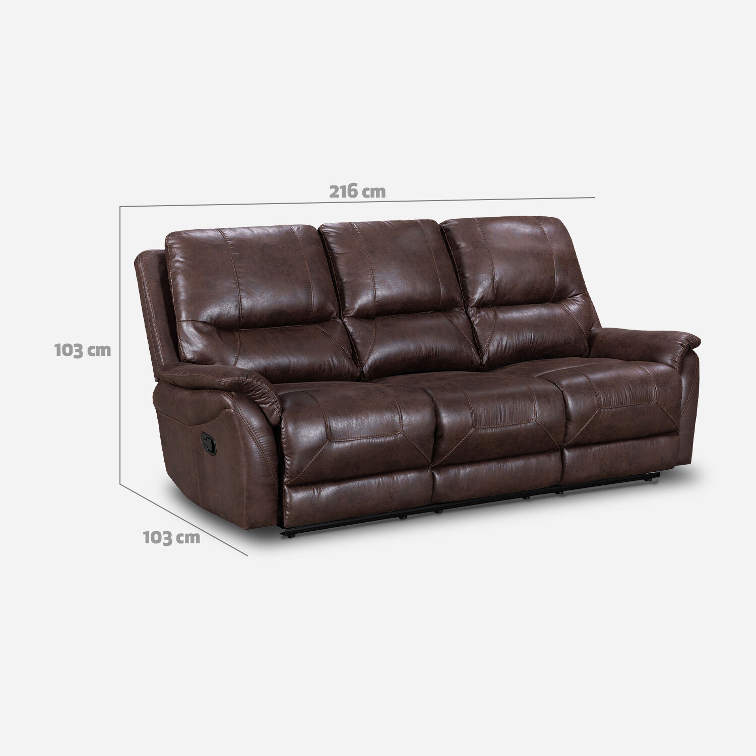 Sof&aacute; 3 Cuerpos Reclinable Toledo Walnut