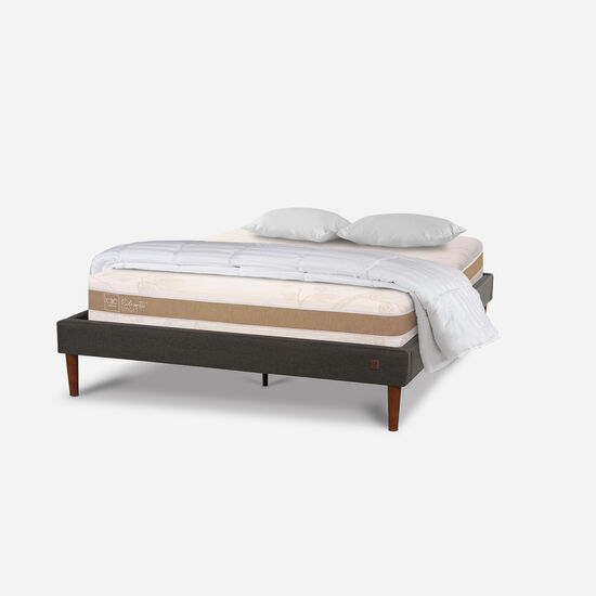 Cama Europea Curve 2 Plazas Rilassati Smart + Almohadas + Plumón