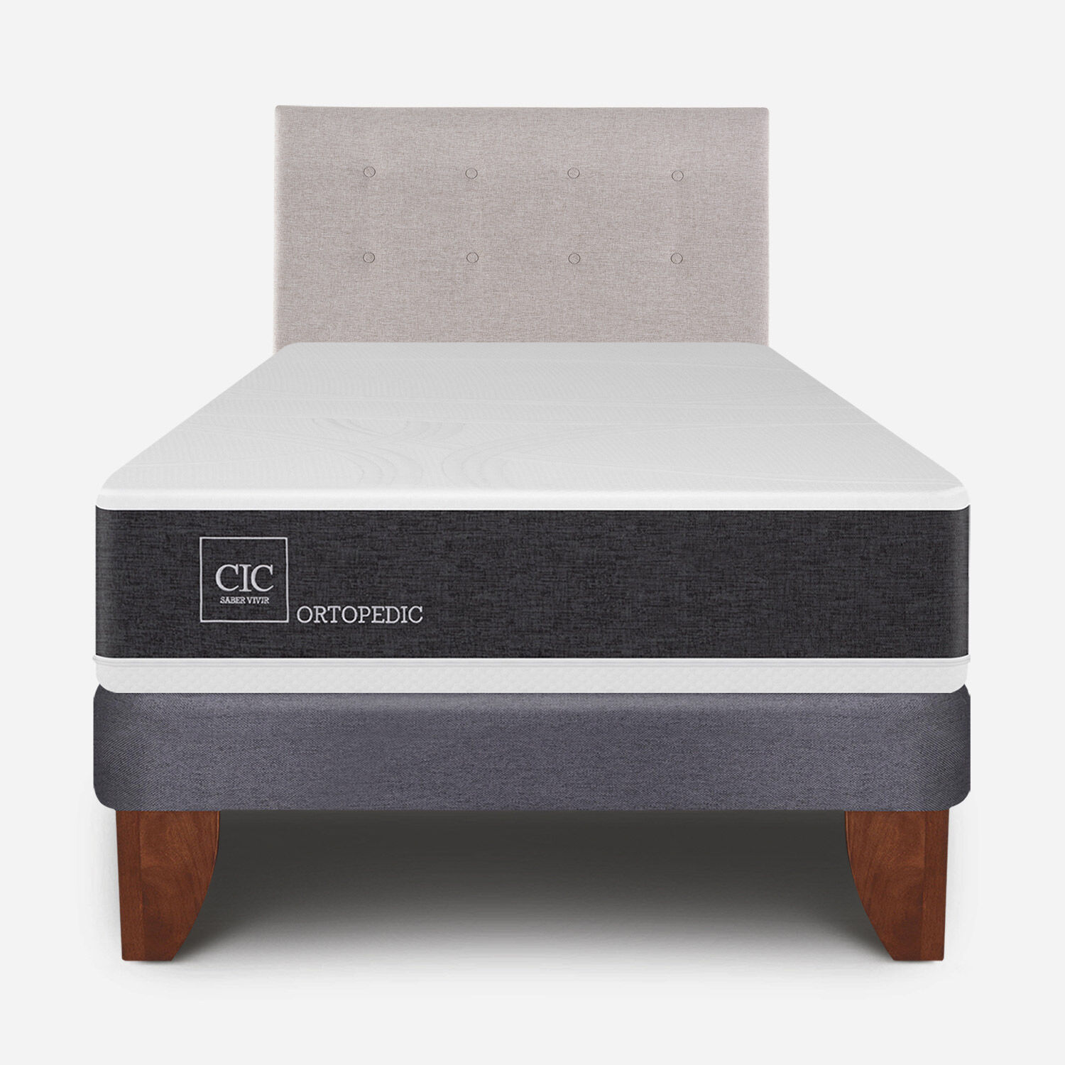 Cama Europea 1,5 Plazas Ortopedic + Respaldo Tigris