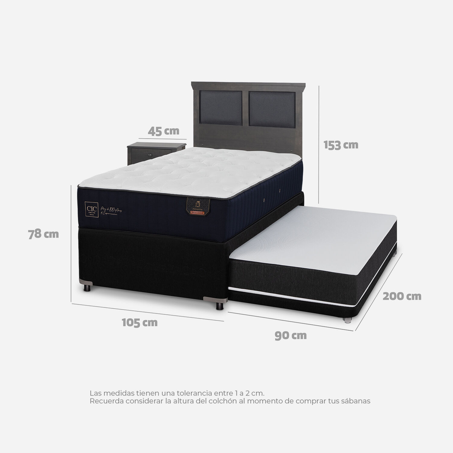 Cama Nido Diván Premium Set Torino Gris