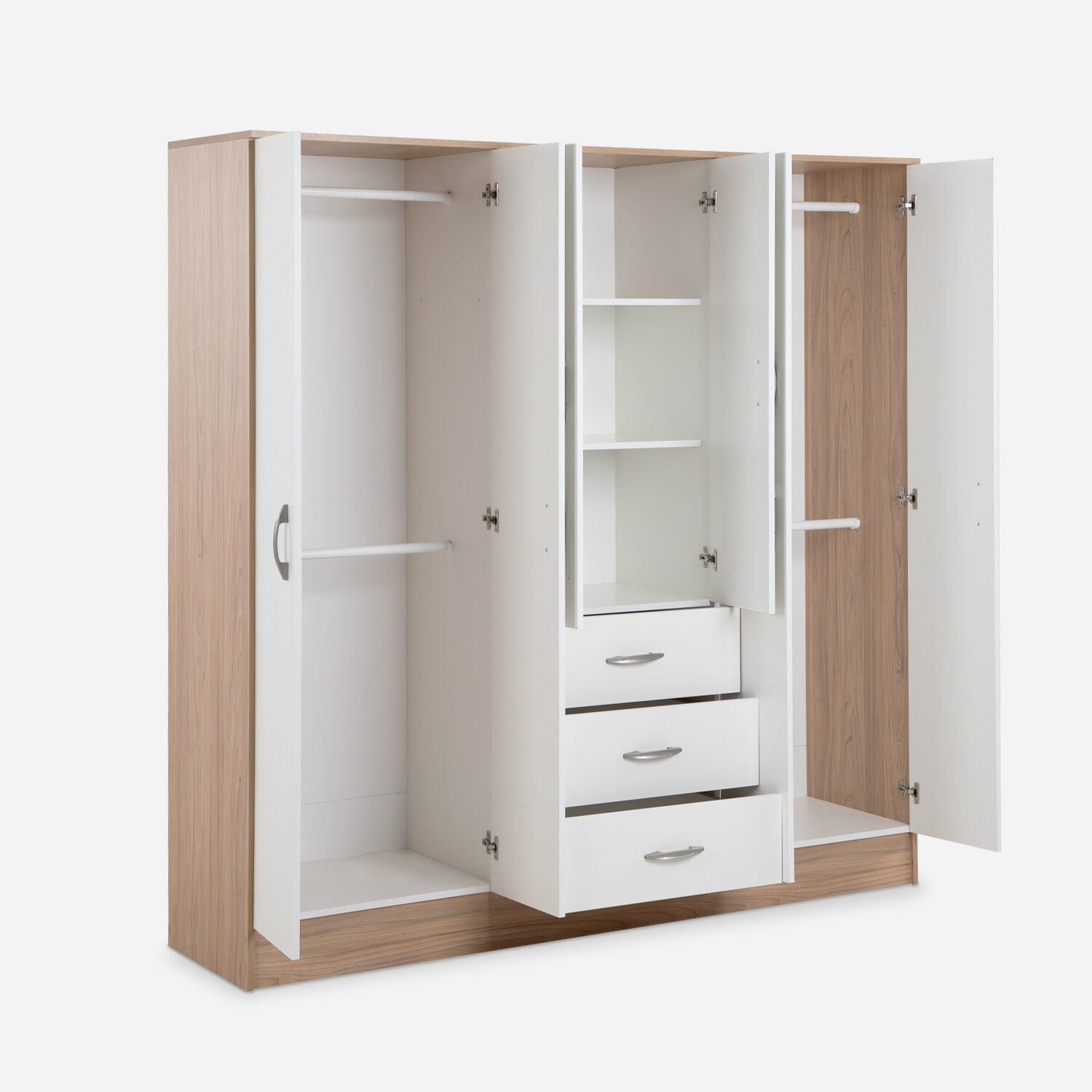 Clóset Maipo 6 Puertas 3 Cajones Olmo Blanco