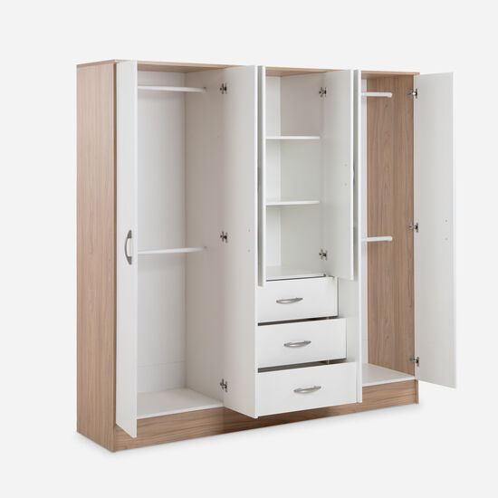 Clóset Maipo 6 Puertas 3 Cajones Olmo Blanco