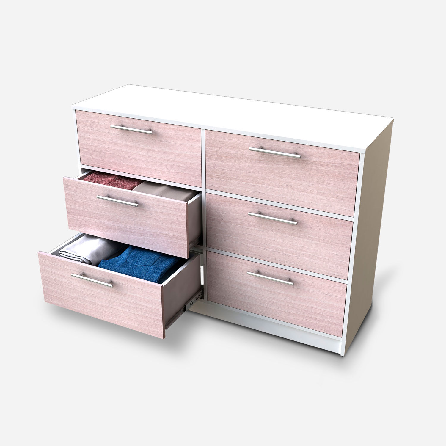 C&oacute;moda 6 Cajones Acacia Arena Blanco