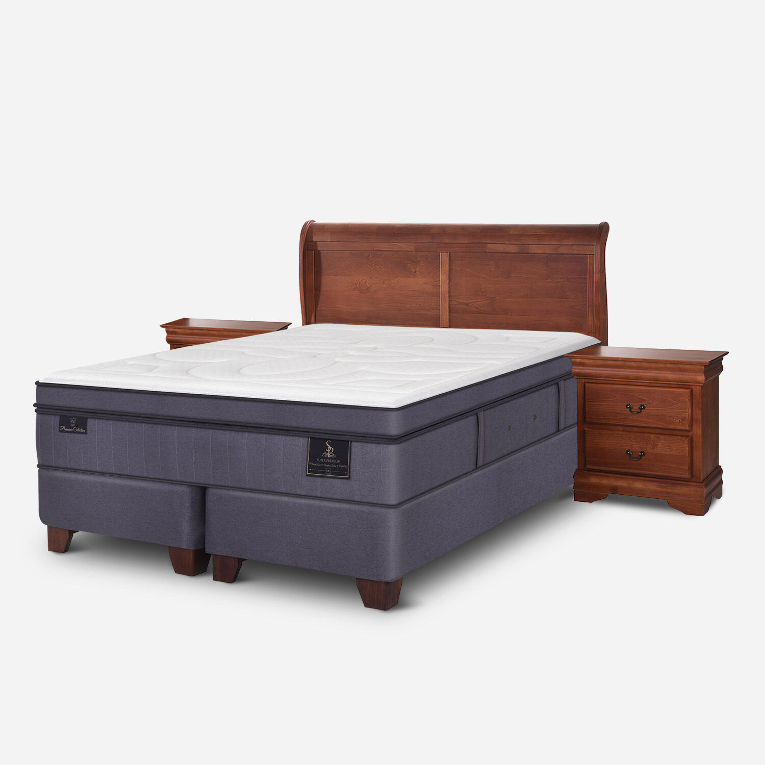 Box Spring King Super Premium + Set Mir&oacute; Caramel
