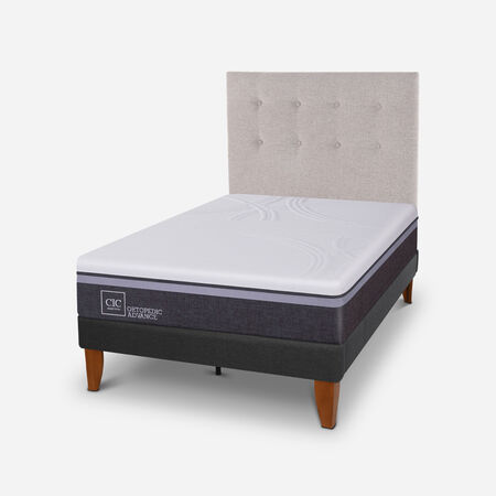 Cama Europea Curve 1,5 Plazas Ortopedic Advance + Respaldo Tigris