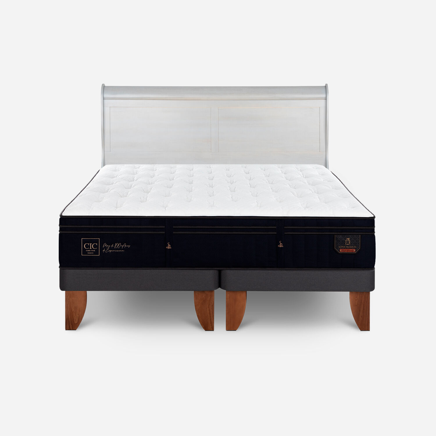 Cama Europea 2 Plazas Super Premium Base Dividida + Respaldo Mir&oacute; Alpino