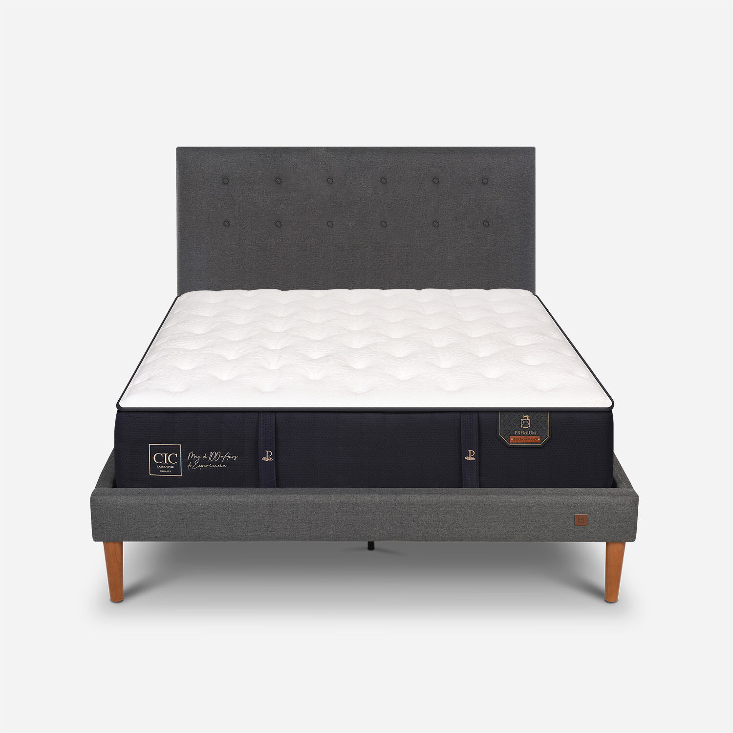 Cama Europea Curve 2 Plazas Premium + Respaldo &Eacute;ufrates