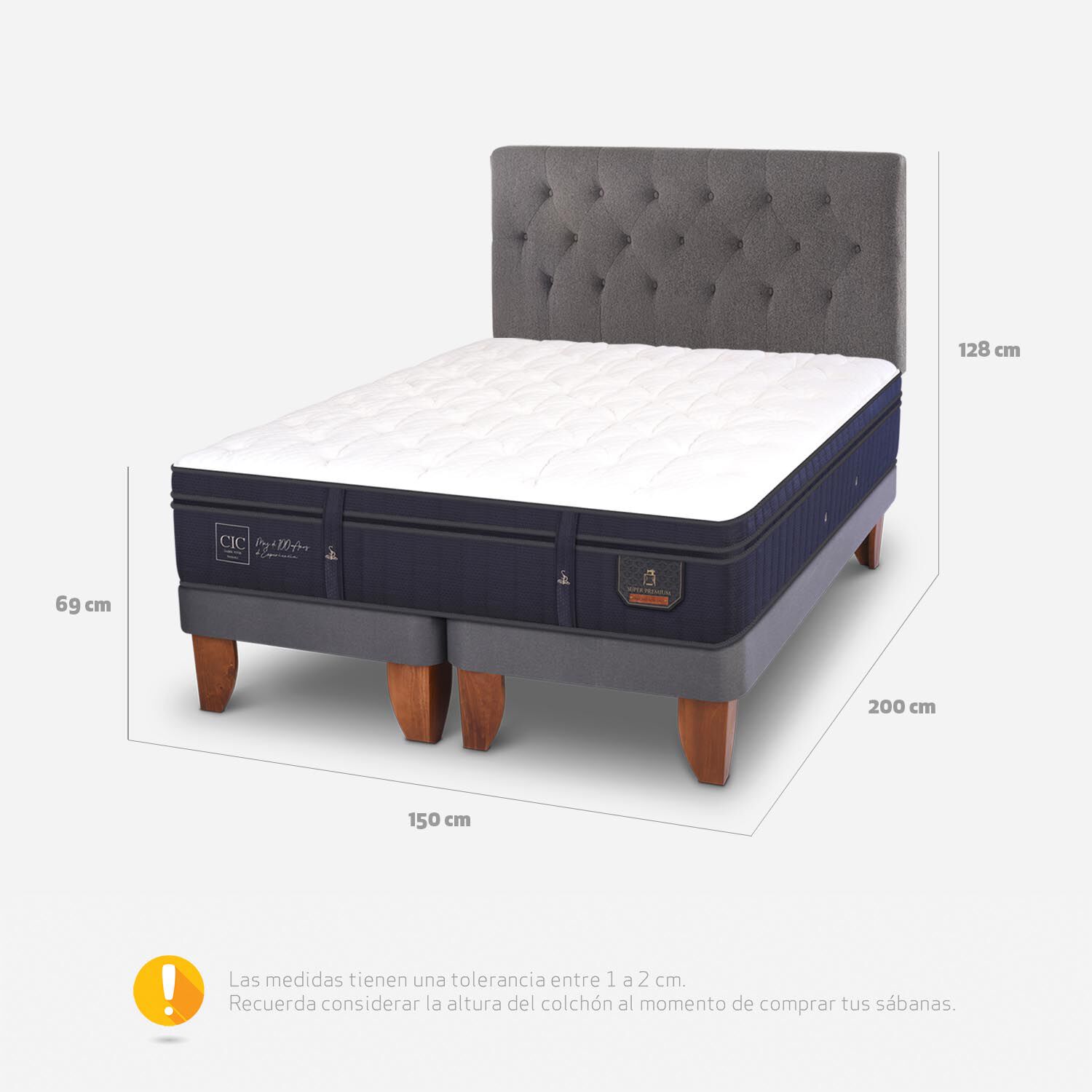 Cama Europea 2 Plazas Super Premium Base Dividida + Respaldo Kavery