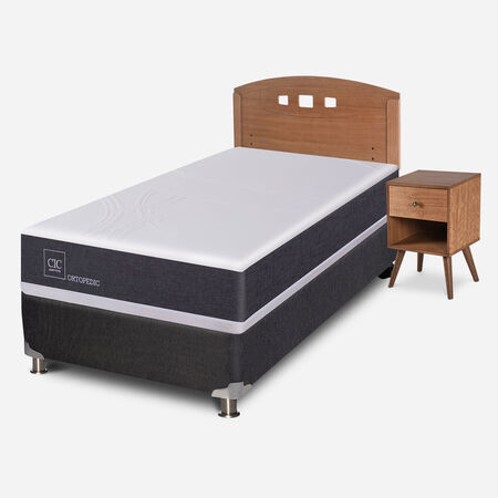 Box Spring 1 Plaza Ortopedic 5 Zonas + Set Gales Caramel