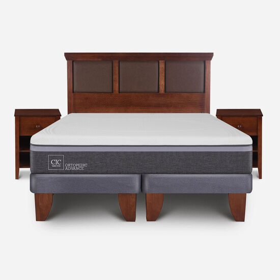Cama Europea 2 Plazas Ortopedic Advance Base Dividida + Set Torino Caramel