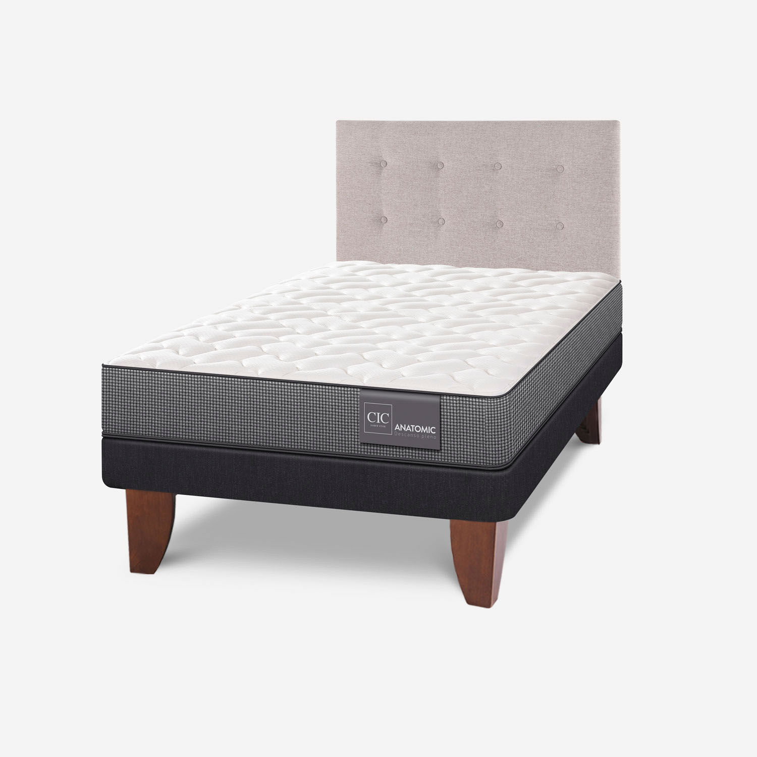 Cama Europea 1,5 Plazas Anatomic + Respaldo Tigris