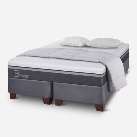 Box Spring 2 Plazas Ortopedic Advance Base Dividida + Almohadas + Plum&oacute;n