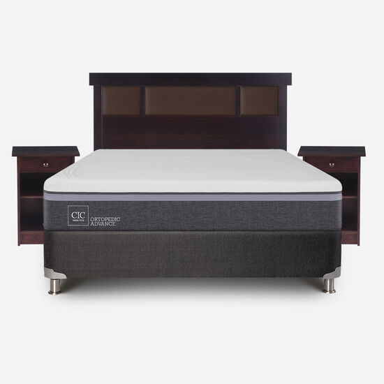 Box Spring 2 Plazas Ortopedic Advance Base Normal 5 Zonas + Set Dublín Choc