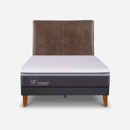 Cama Europea Curve 1.5 Plazas Ortopedic Advance + Respaldo Baker