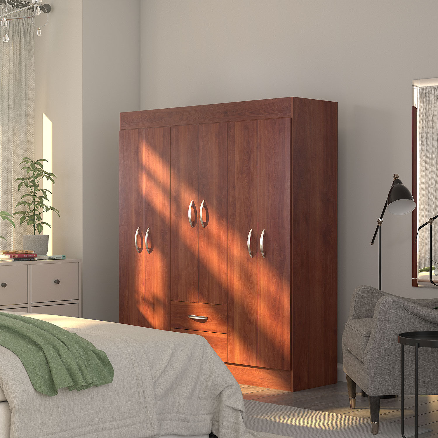 Cl&oacute;set 6 Puertas 2 Cajones Trancura Cerezo