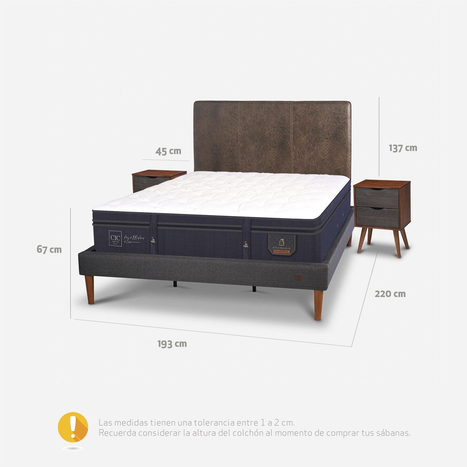 Cama Europea Curve King Super Premium + Set Baker
