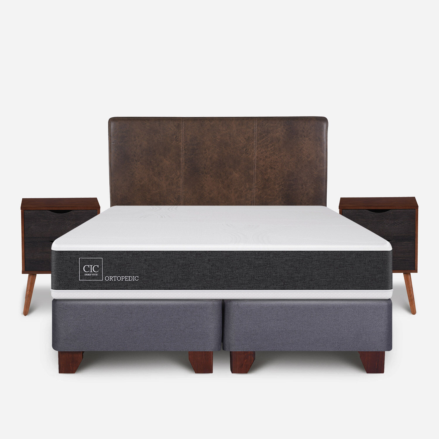 Box Spring 2 Plazas Ortopedic Base Dividida + Set Baker