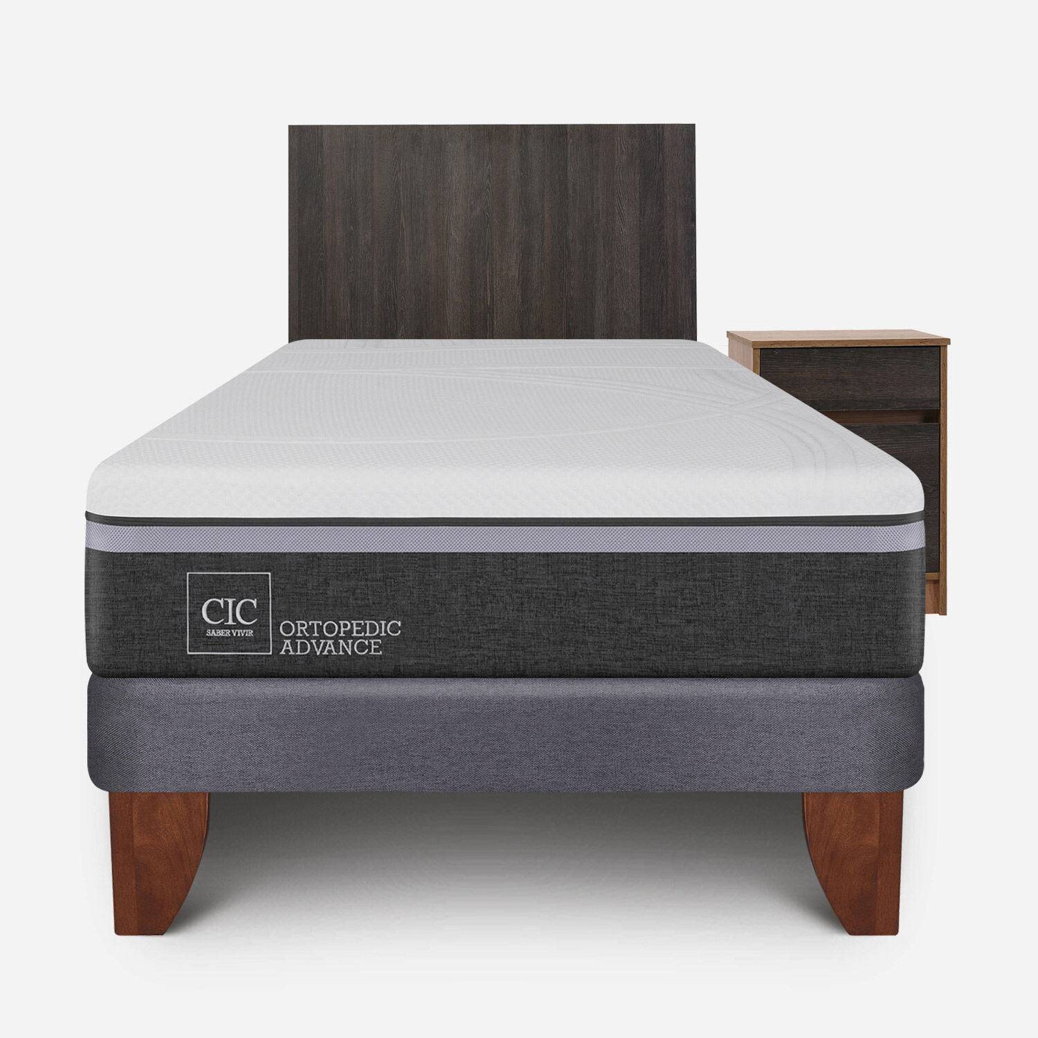 Cama Europea 1,5 Plazas Ortopedic Advance + Set Espresso