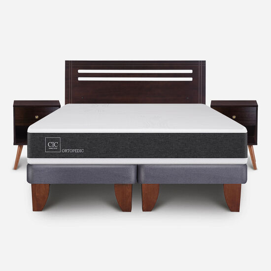 Cama Europea 2 Plazas Ortopedic Base Dividida + Set Múnich