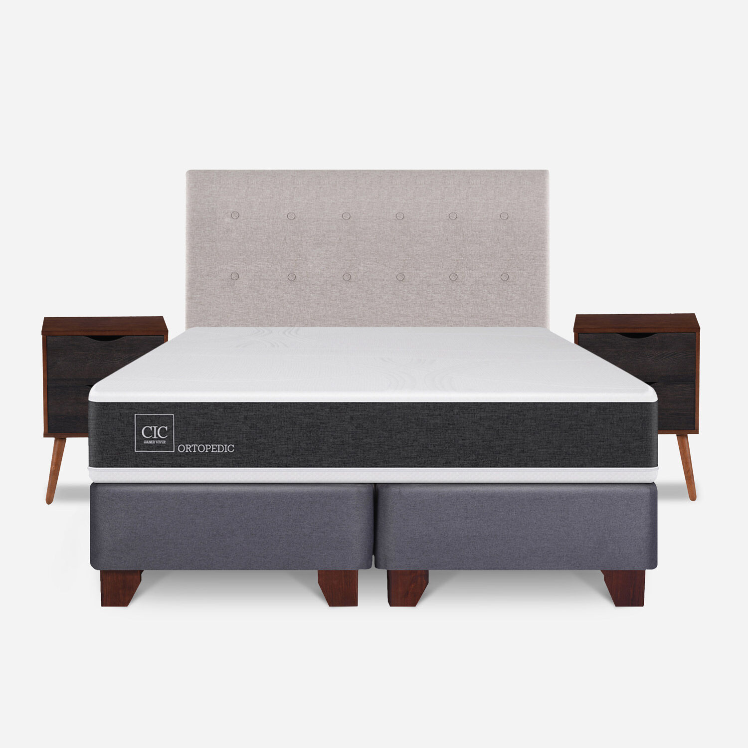 Box Spring 2 Plazas Ortopedic Base Dividida + Set Tigris