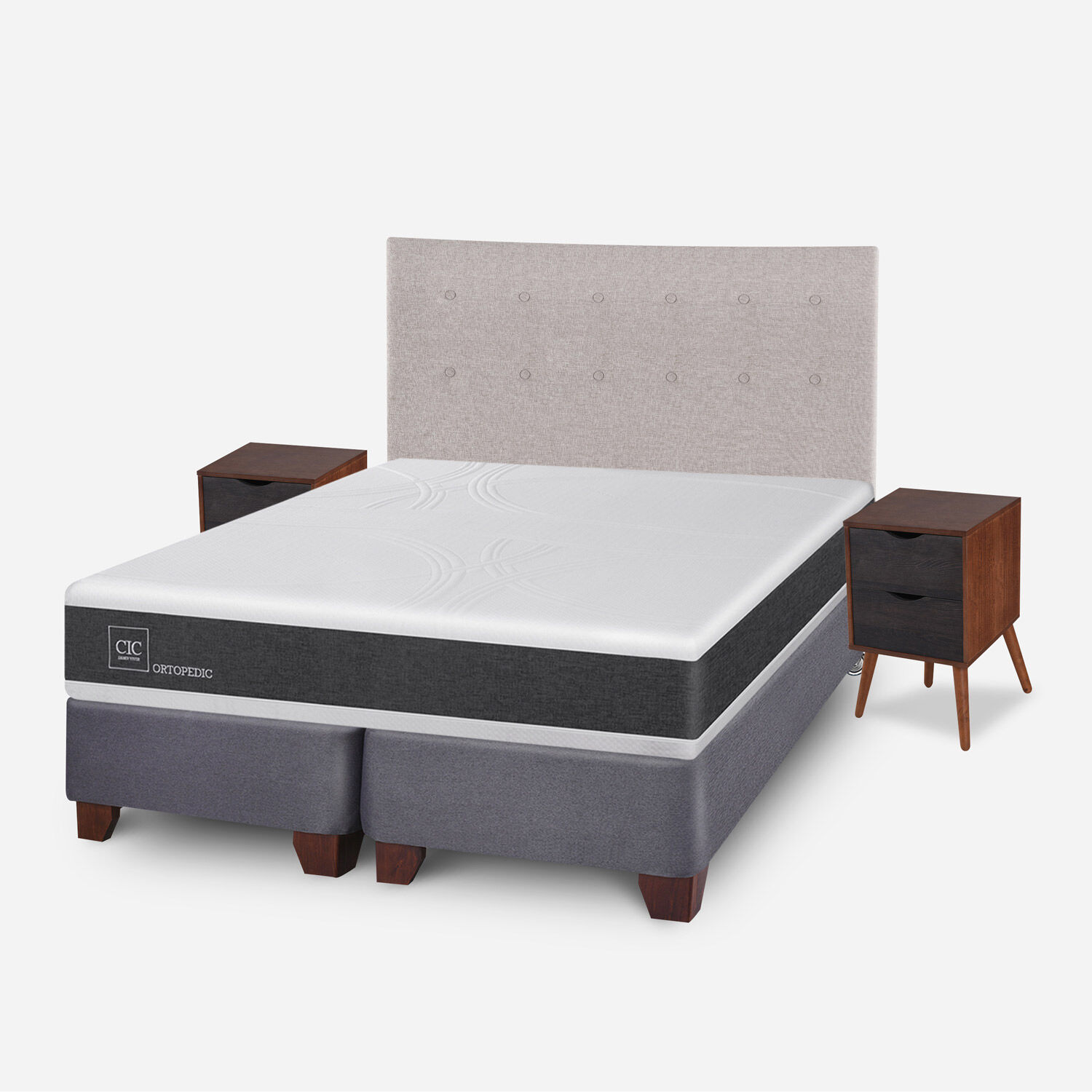 Box Spring 2 Plazas Ortopedic Base Dividida + Set Tigris