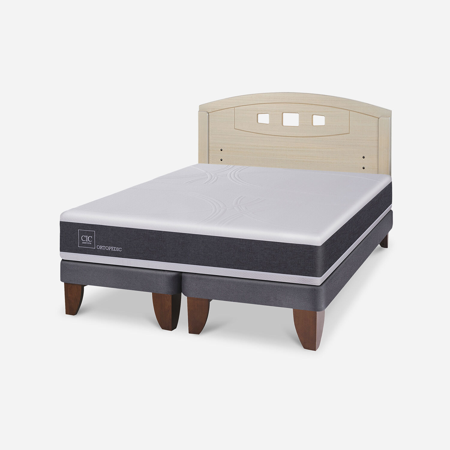 Cama Europea 2 Plazas Ortopedic Base Dividida + Respaldo Gales Alpino
