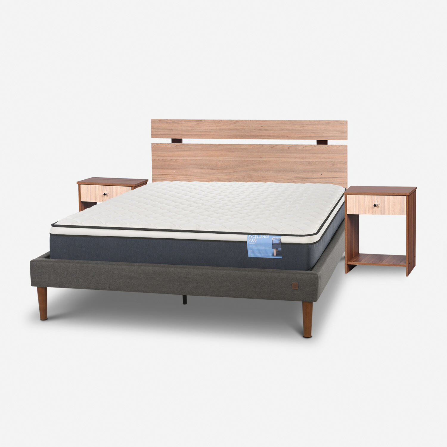 Cama Europea Curve 2 Plazas Excellence Plus + Set Olmo