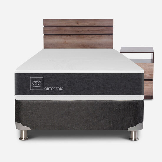 Box Spring 1.5 Plazas Ortopedic 5 Zonas + Set Ares
