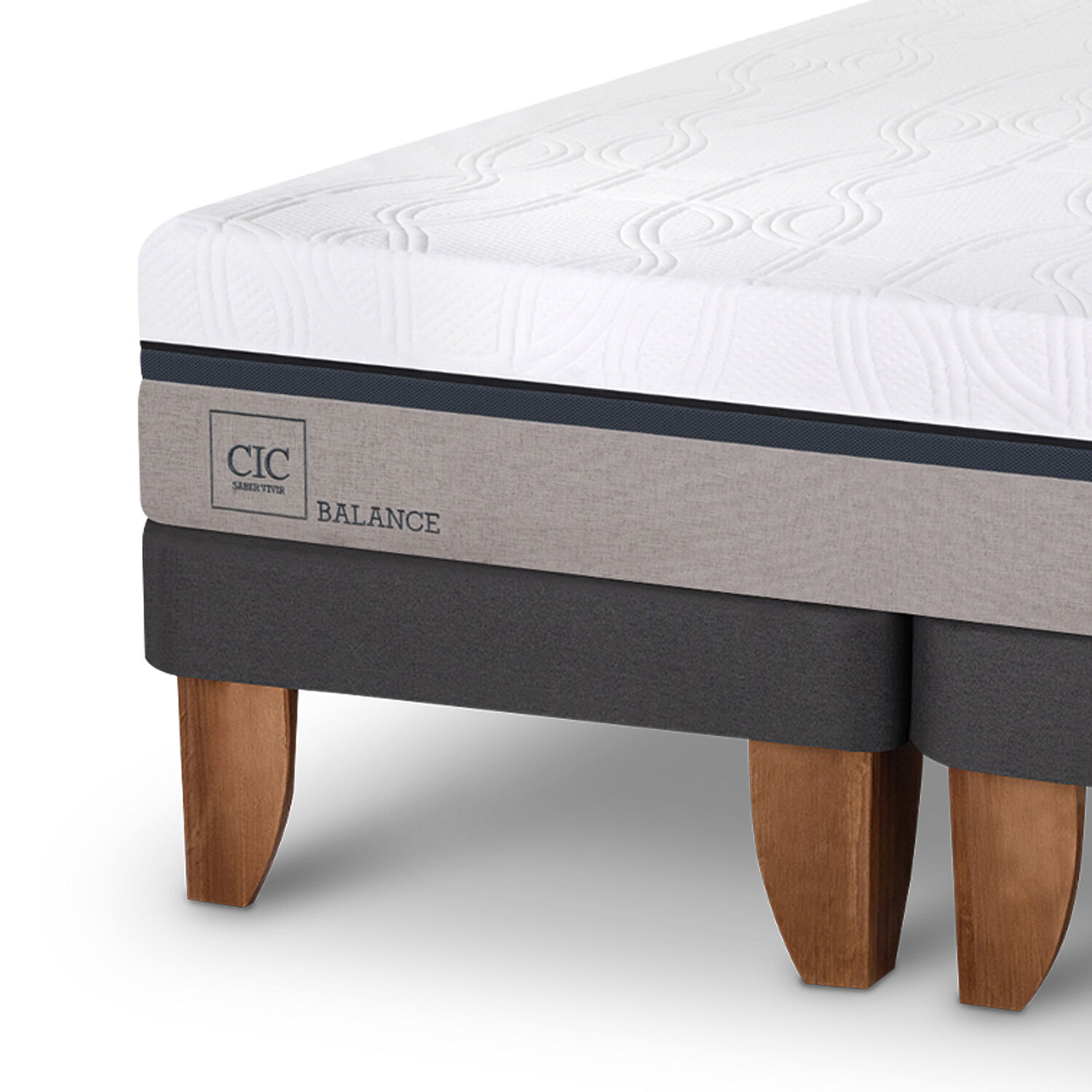 Cama Europea King Balance + Respaldo Torino Gris