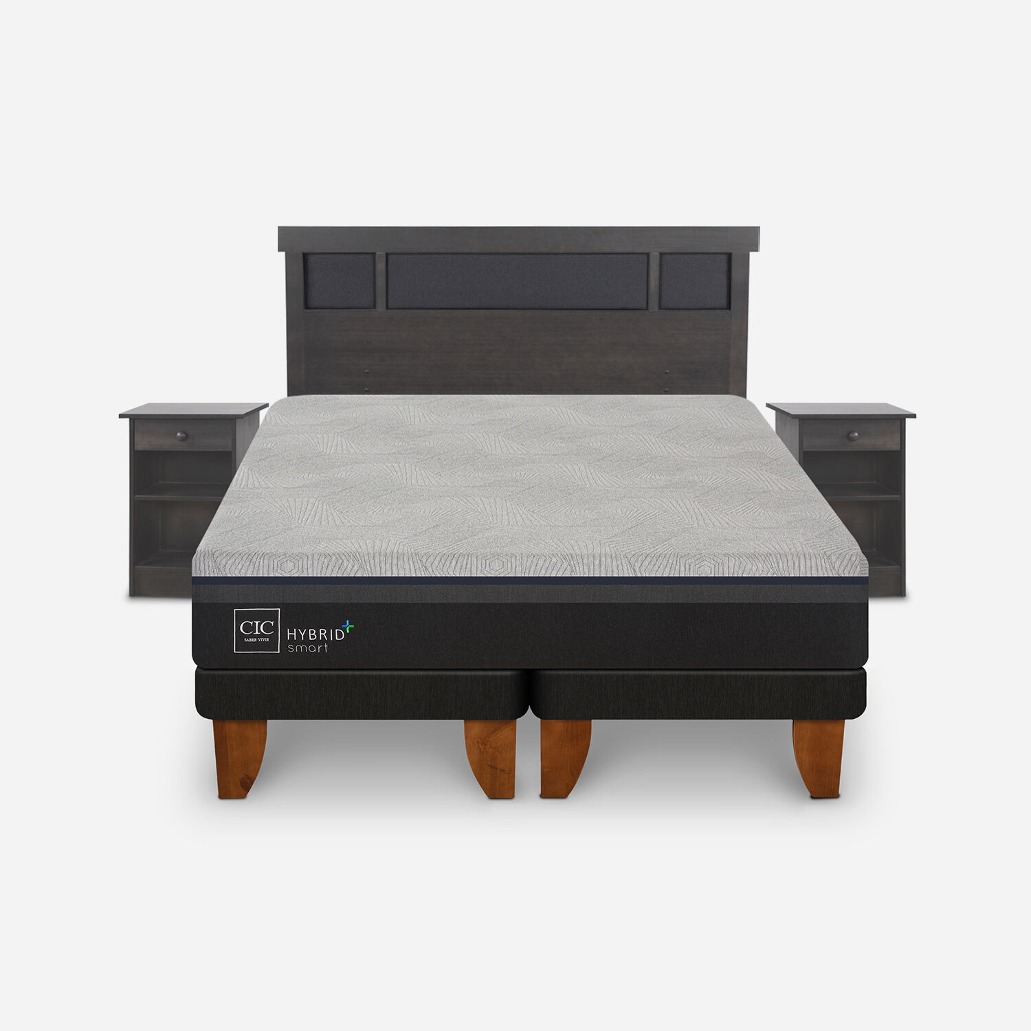 Cama Europea King Hybrid Plus Set Dublín Gris