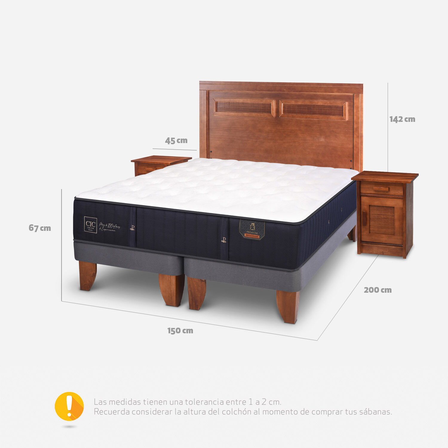 Cama Europea 2 Plazas Premium Base Dividida + Set Milán