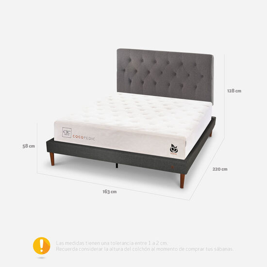 Cama Europea Curve 2 Plazas Cocopedic + Respaldo Kavery