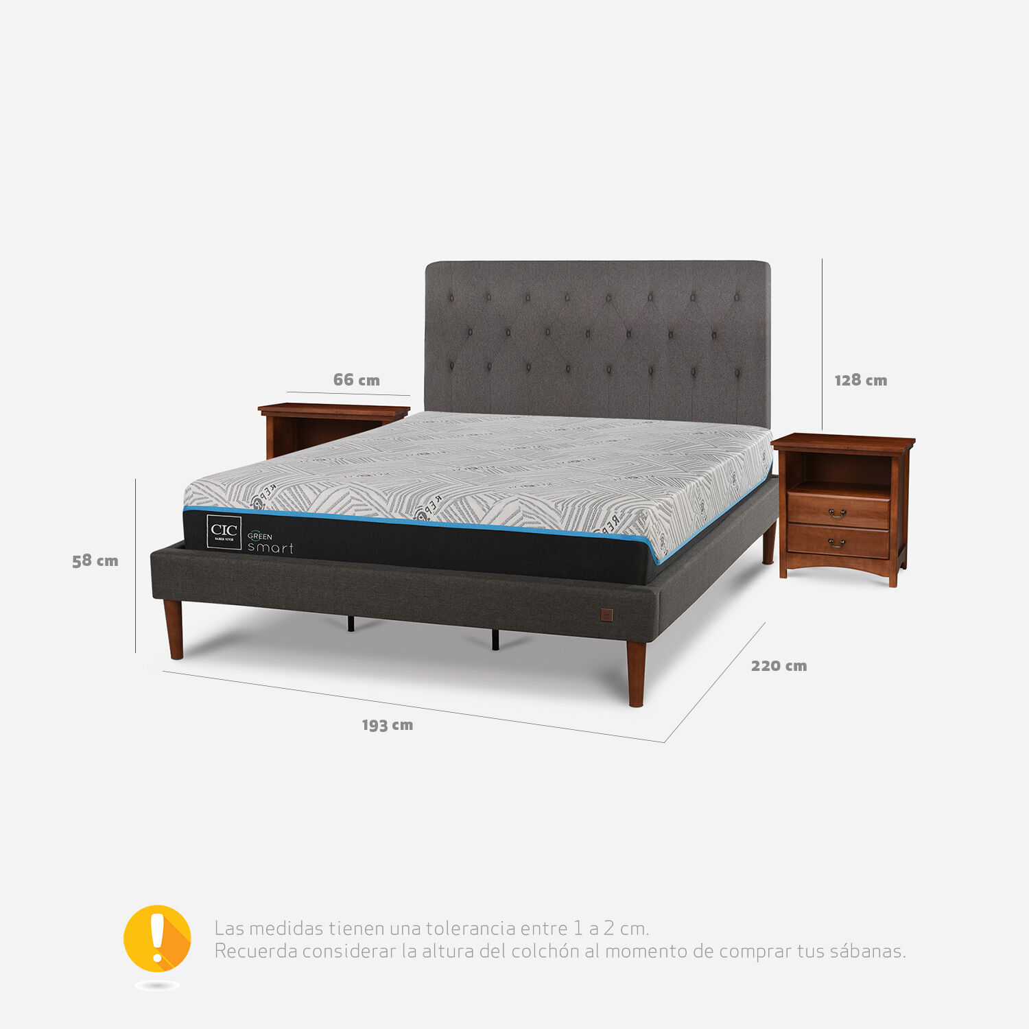 Cama Europea Curve King Infinity Green + Set Kavery