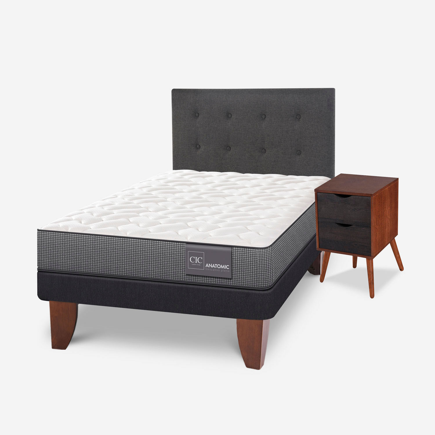 Cama Europea 1,5 Plazas Anatomic + Set &Eacute;ufrates
