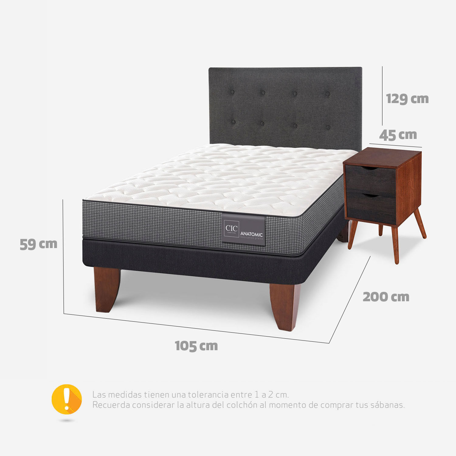 Cama Europea 1,5 Plazas Anatomic + Set &Eacute;ufrates