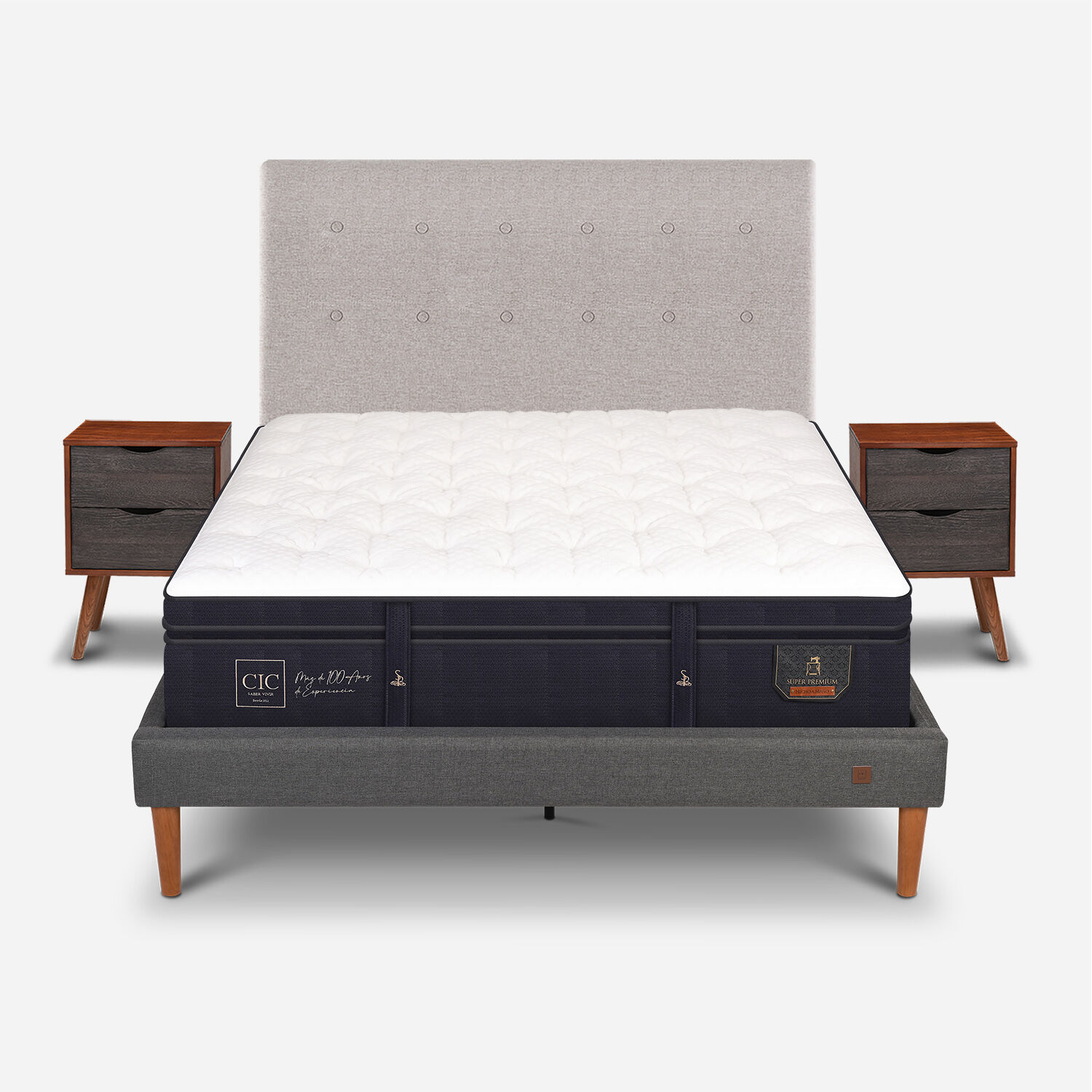 Cama Europea Curve 2 Plazas Super Premium + Set Tigris
