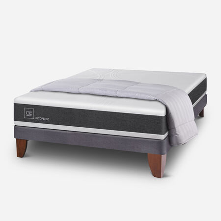 Cama Europea 2 Plazas Ortopedic Base Normal + Plum&oacute;n