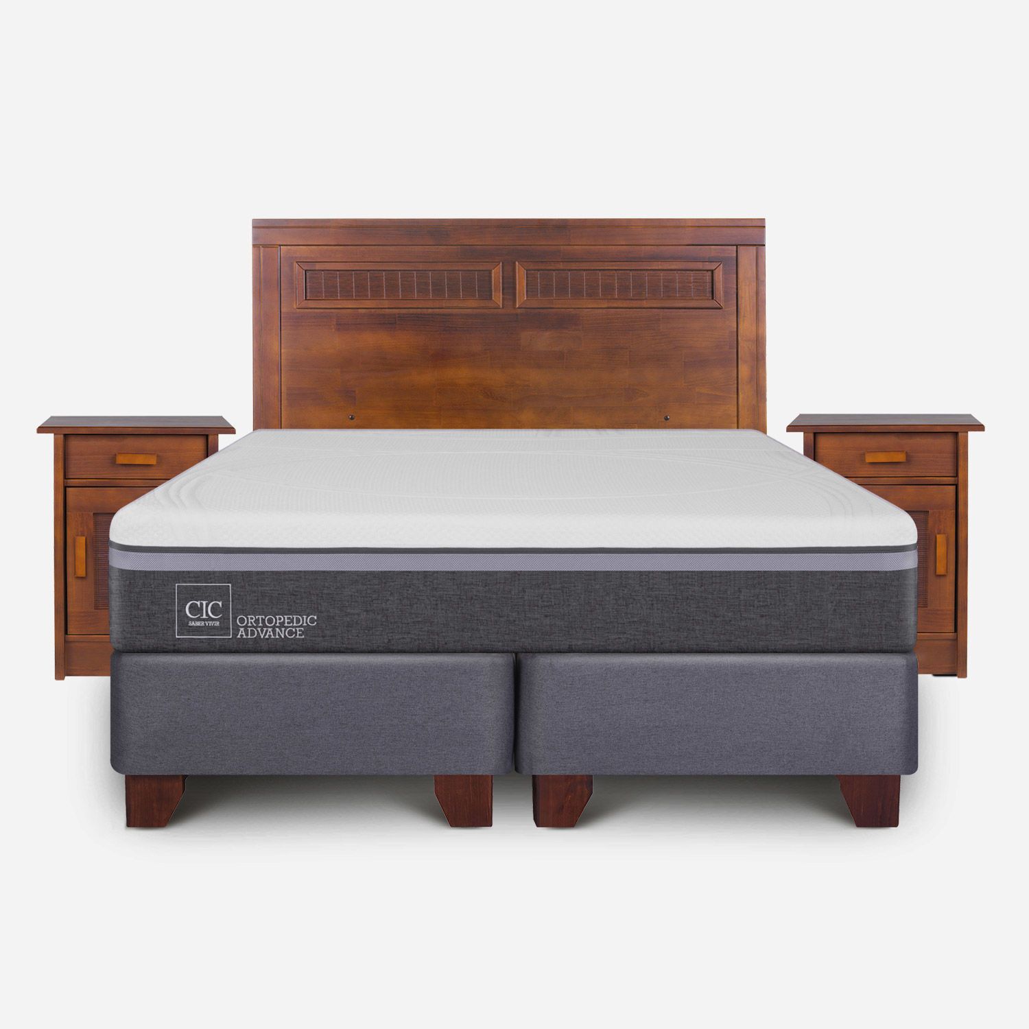Box Spring 2 Plazas Ortopedic Advance Base Dividida + Set Mil&aacute;n Caramel