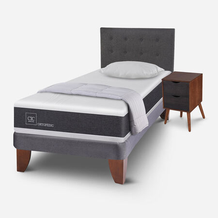 Cama Europea 1,5 Plazas Ortopedic + Almohada + Plum&oacute;n + Set &Eacute;ufrates