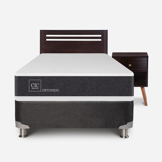 Box Spring 1.5 Plazas Ortopedic 5 Zonas + Set Múnich