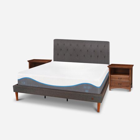 Cama Europea Curve King Alaska + Set Kavery