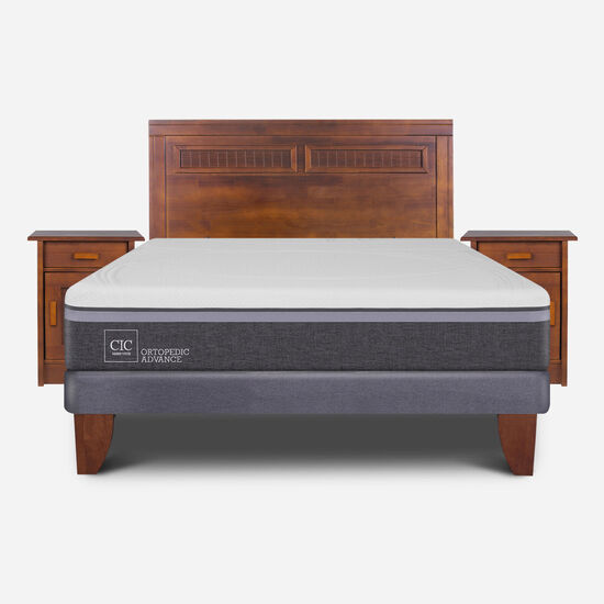 Cama Europea 2 Plazas Ortopedic Advance Base Normal + Set Milán