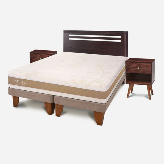 Cama Europea 2 Plazas Base Dividida Rilassati Smart + Set Múnich