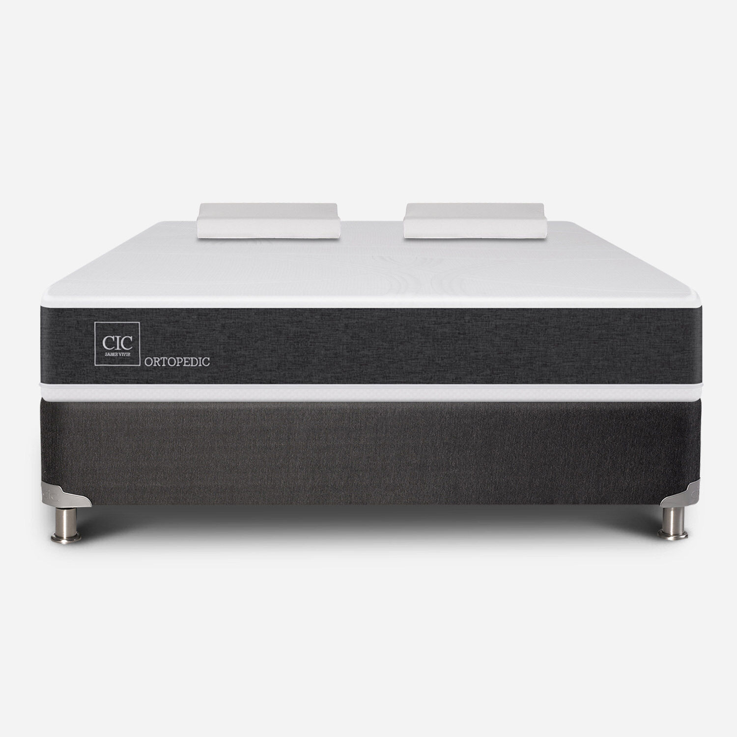 Box Spring 2 Plazas Ortopedic Base Normal 5 Zonas + Almohadas Viscoel&aacute;sticas
